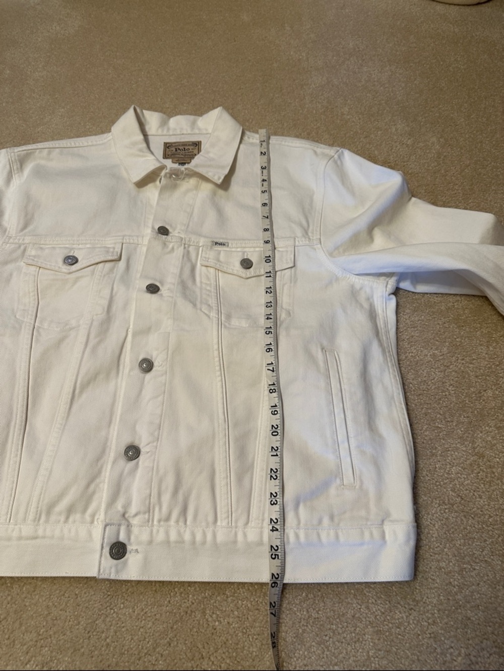 Polo by Ralph Lauren Men's White Denim Trucker Jacket Size XL - Picture 8 of 11